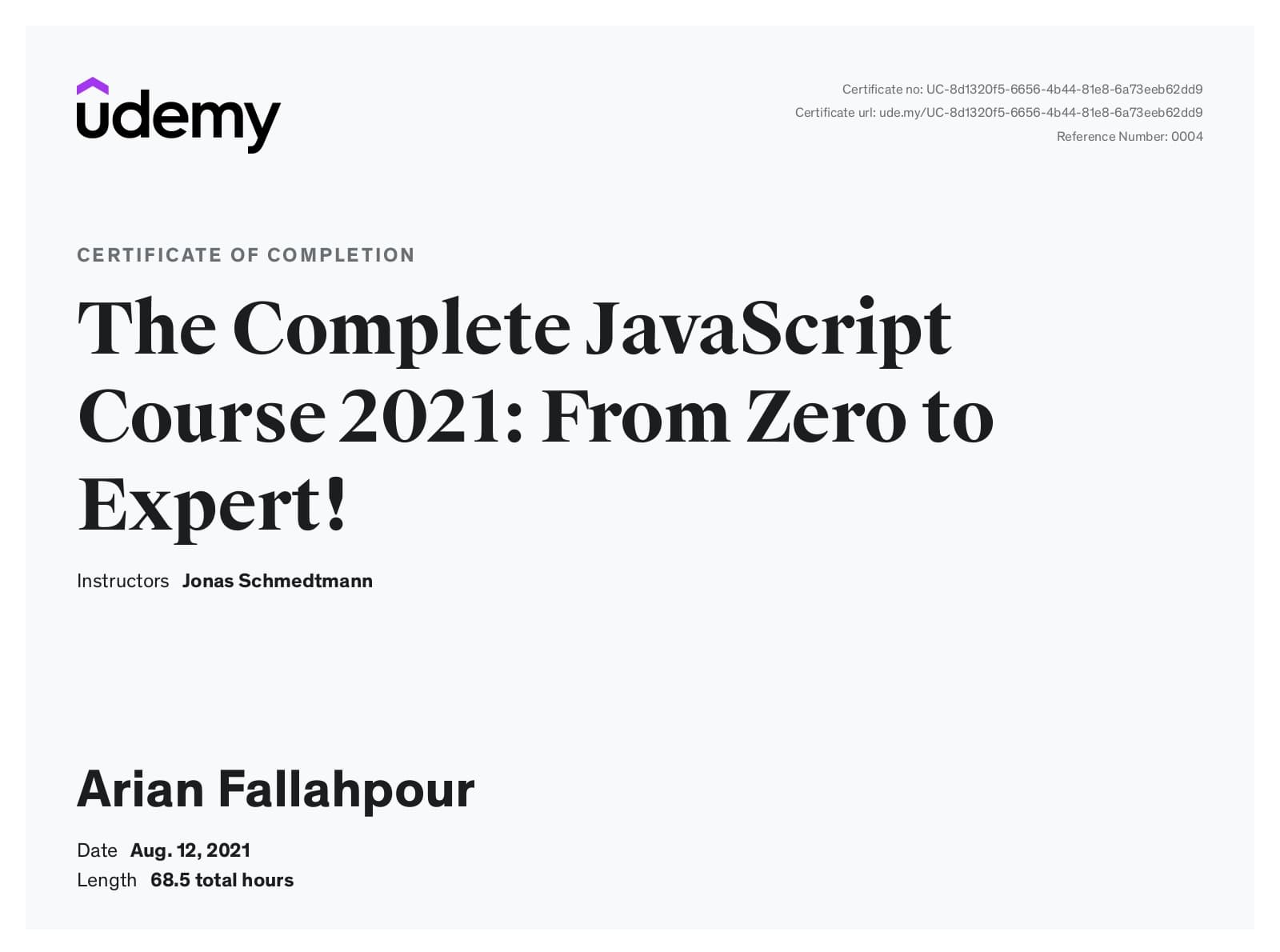 Javascript Certificate